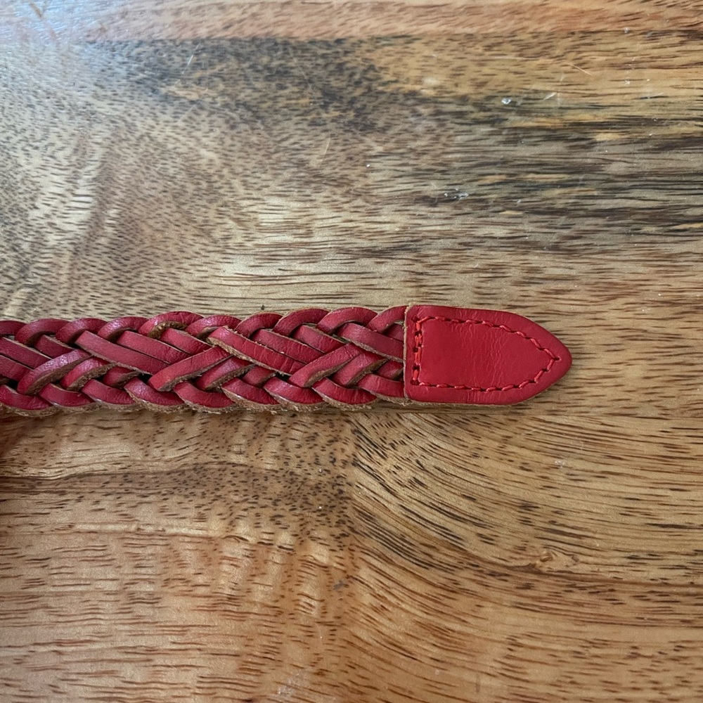 Madewell Leather Braided Belt Red - Picture 4 of 5